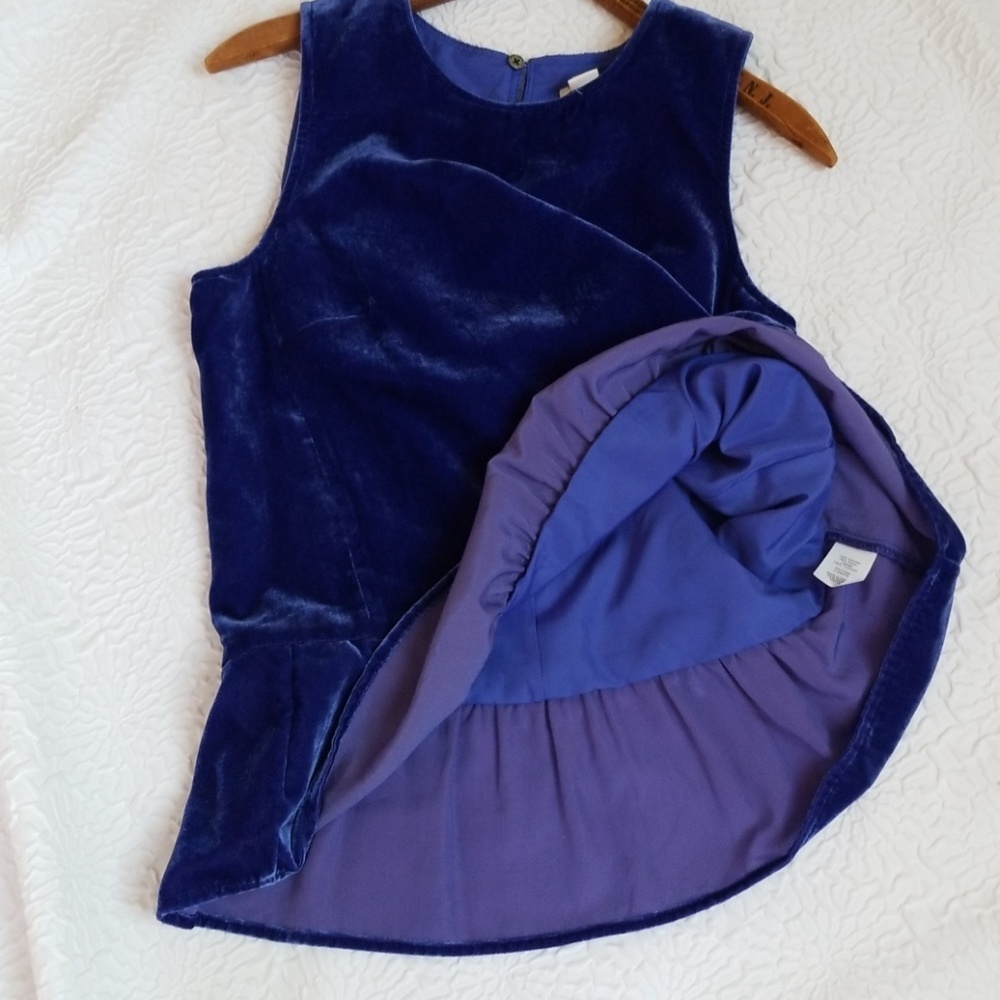 J. Crew Velvet Royal Blue Peplum Top - Picture 7 of 8